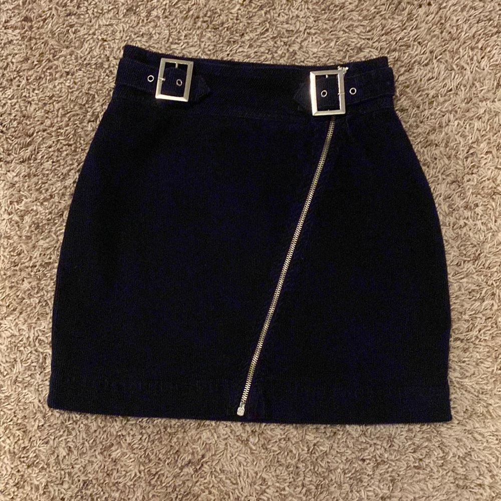 Small, Corduroy, Navy, bodycon mini skirt from urban outfitters. silver.